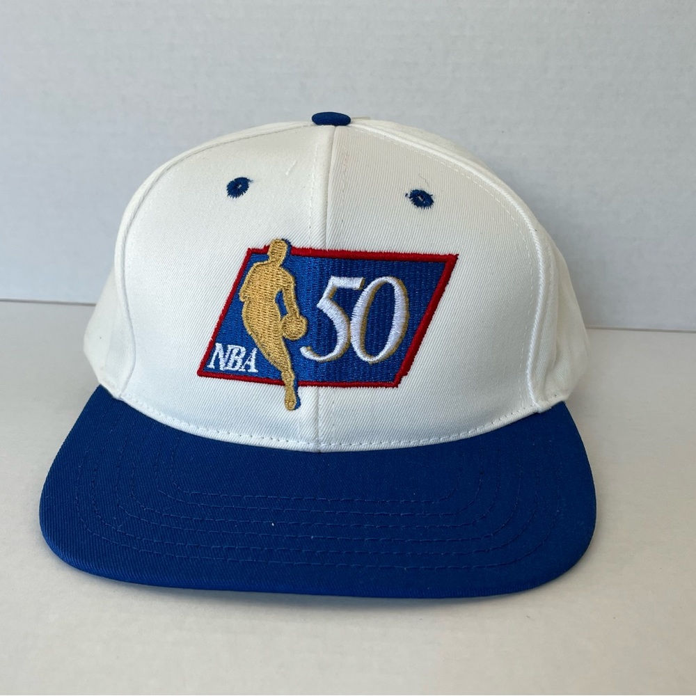 Vintage NBA 50th Anniversary Twins Enterprise White Blue Snapback Hat